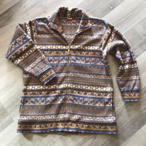 Vintage VTG Tudor Court Full Zip Fleece Fair Isle Nordic Sweater  Large